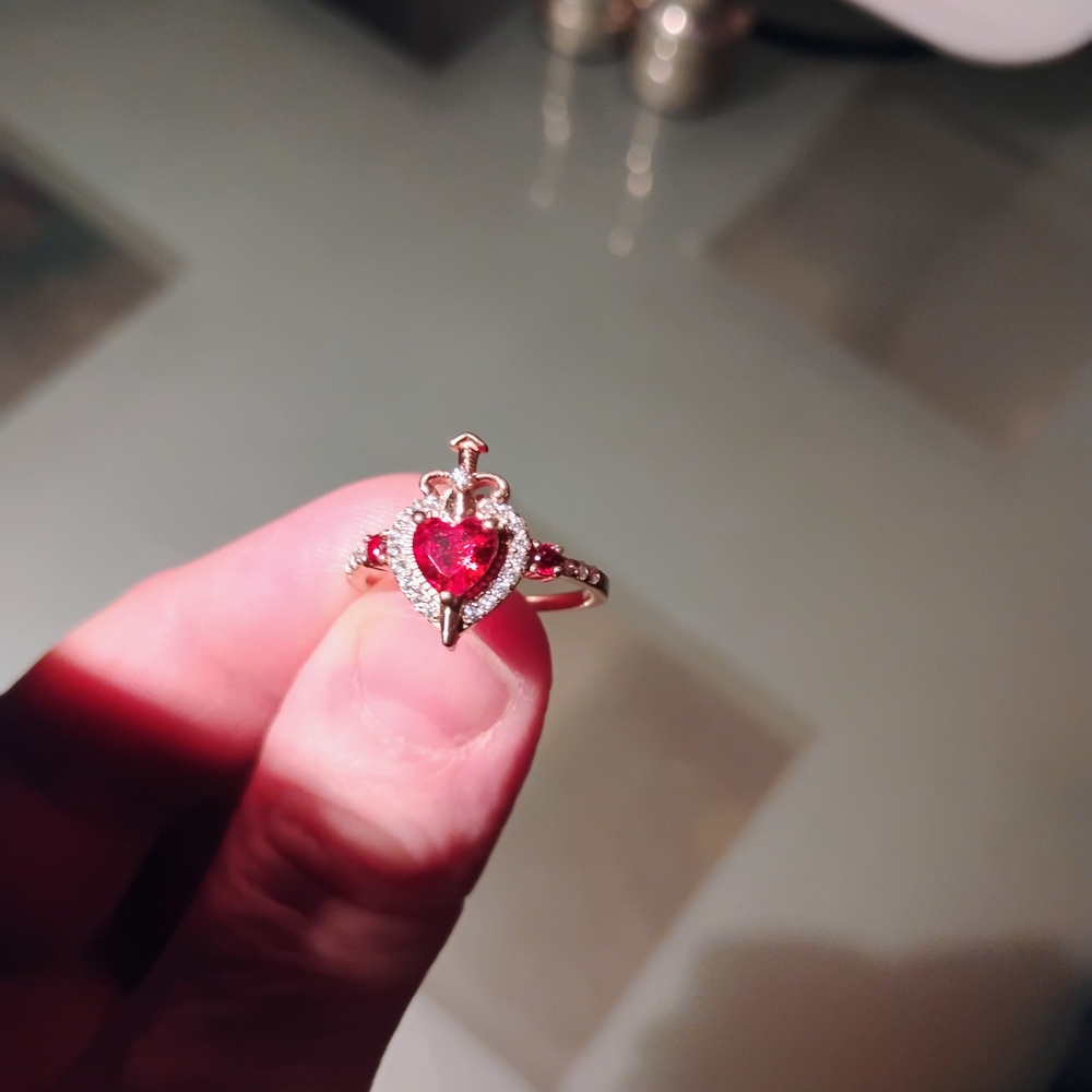 Heart-Shaped Red Gemstone Ring